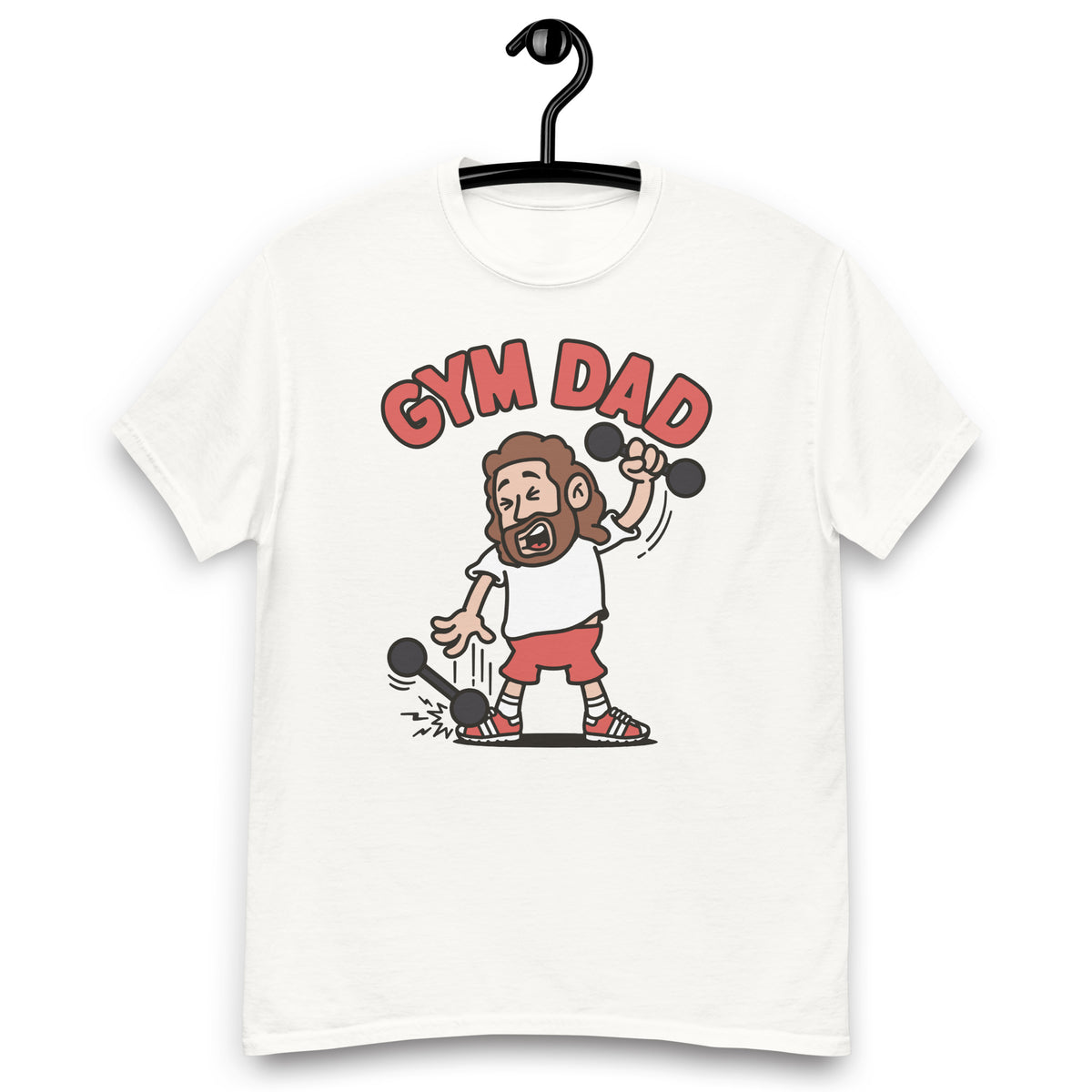 Gym Brown Hair Light Skin Tone No-Glasses Long Beard Dad T-Shirt