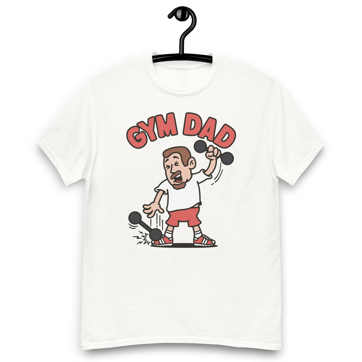 Gym Brown Hair Light Skin Tone No-Glasses Short Moustache & Chin Beard Dad T-Shirt
