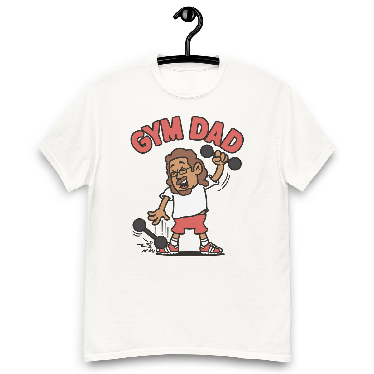 Gym Brown Hair Tan Skin Tone Glasses Long Moustache & Chin Beard Dad T-Shirt