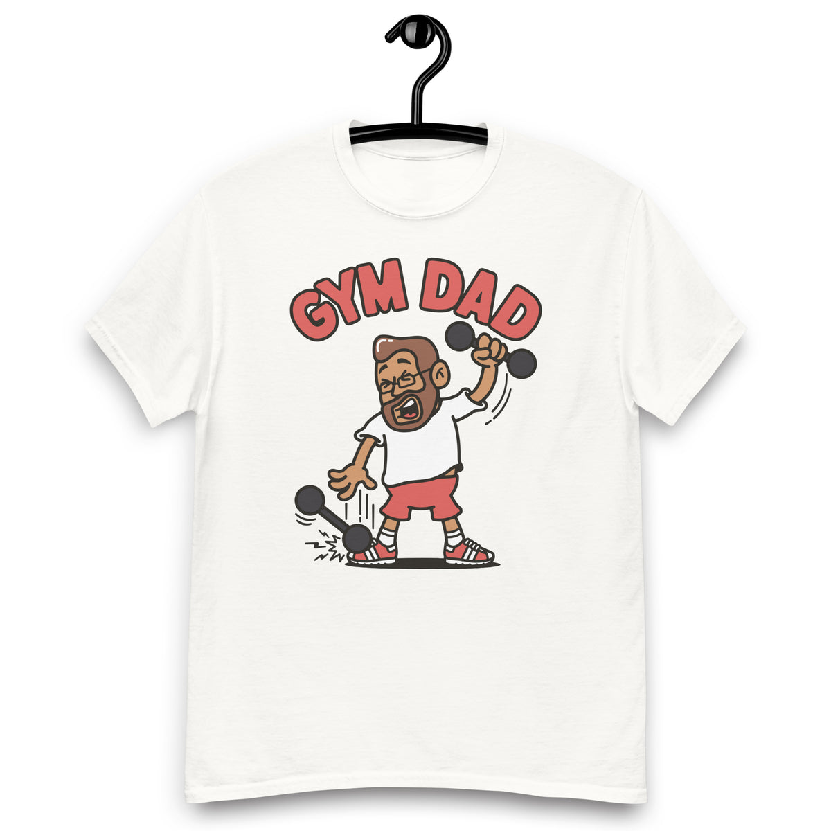 Gym Brown Hair Tan Skin Tone Glasses Medium Beard Dad T-Shirt