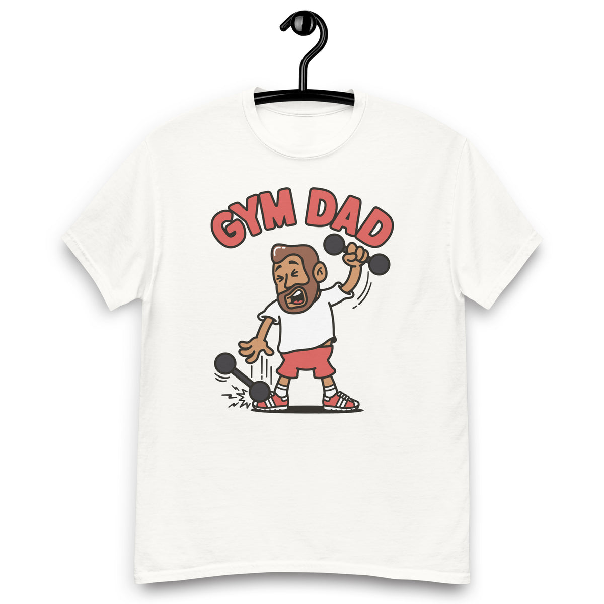 Gym Brown Hair Tan Skin Tone No-Glasses Medium Beard Dad T-Shirt