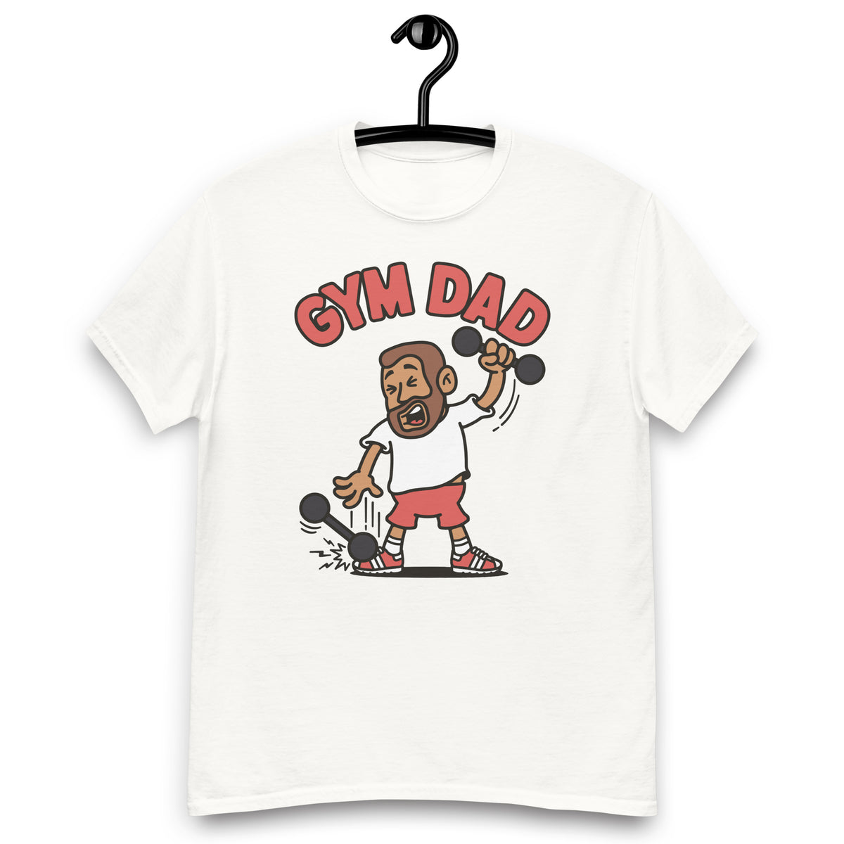 Gym Brown Hair Tan Skin Tone No-Glasses Short Beard Dad T-Shirt