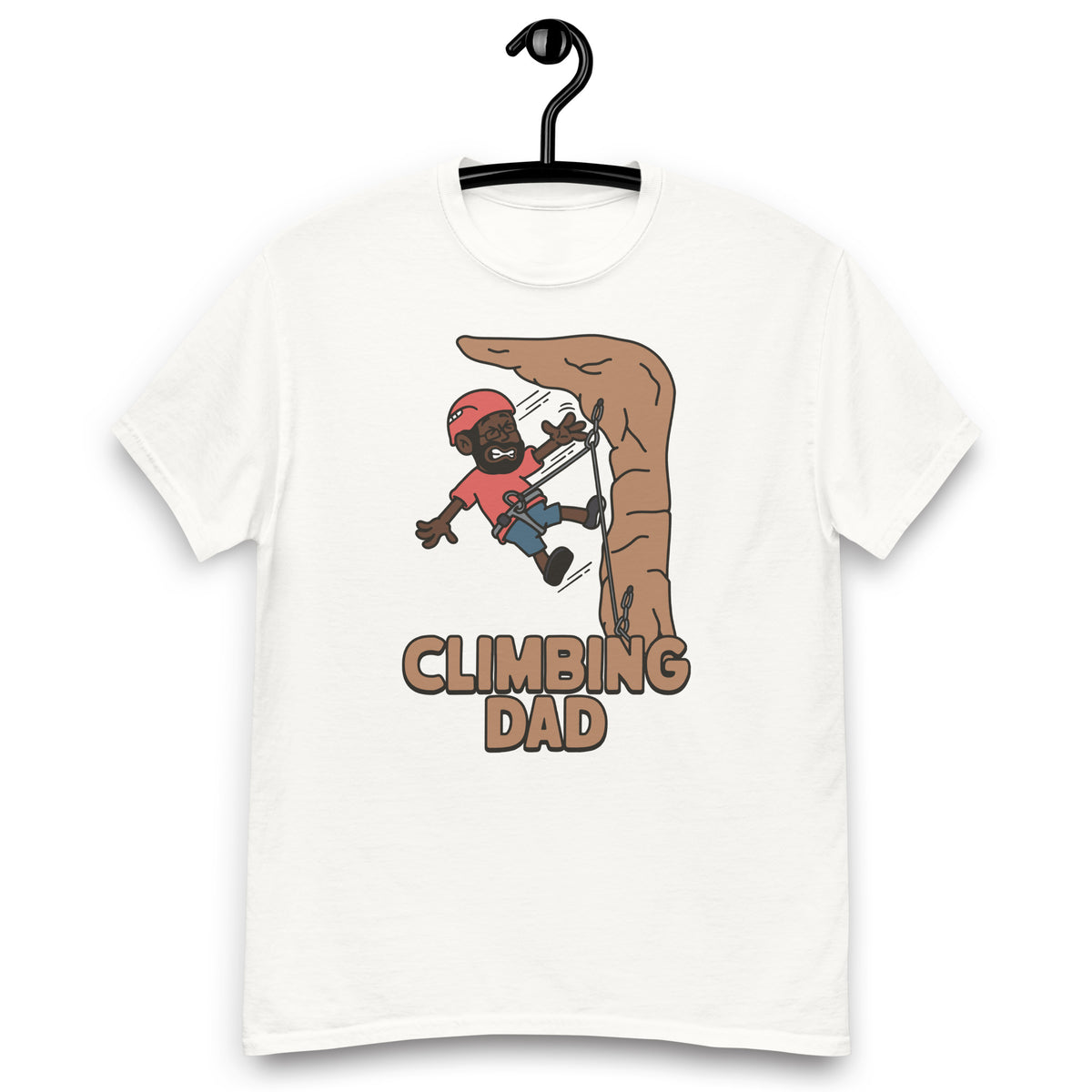 Climbing Black Hair Dark Skin Tone Glasses Beard Dad T-Shirt