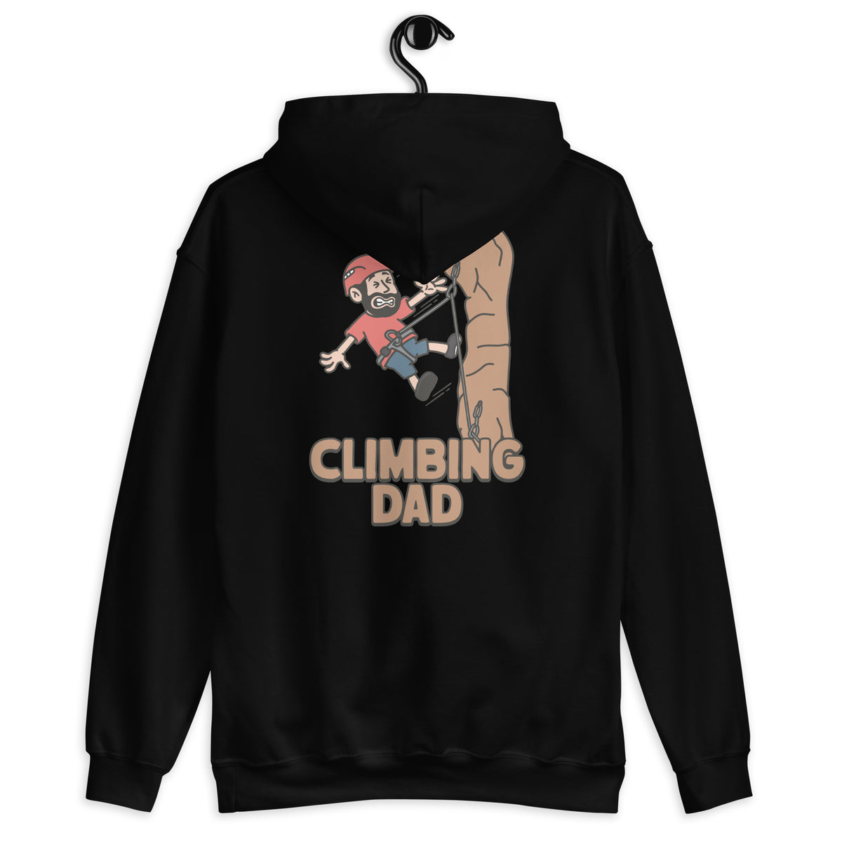 Climbing Black Hair Light Skin Tone No-Glasses Beard Dad Hoodie