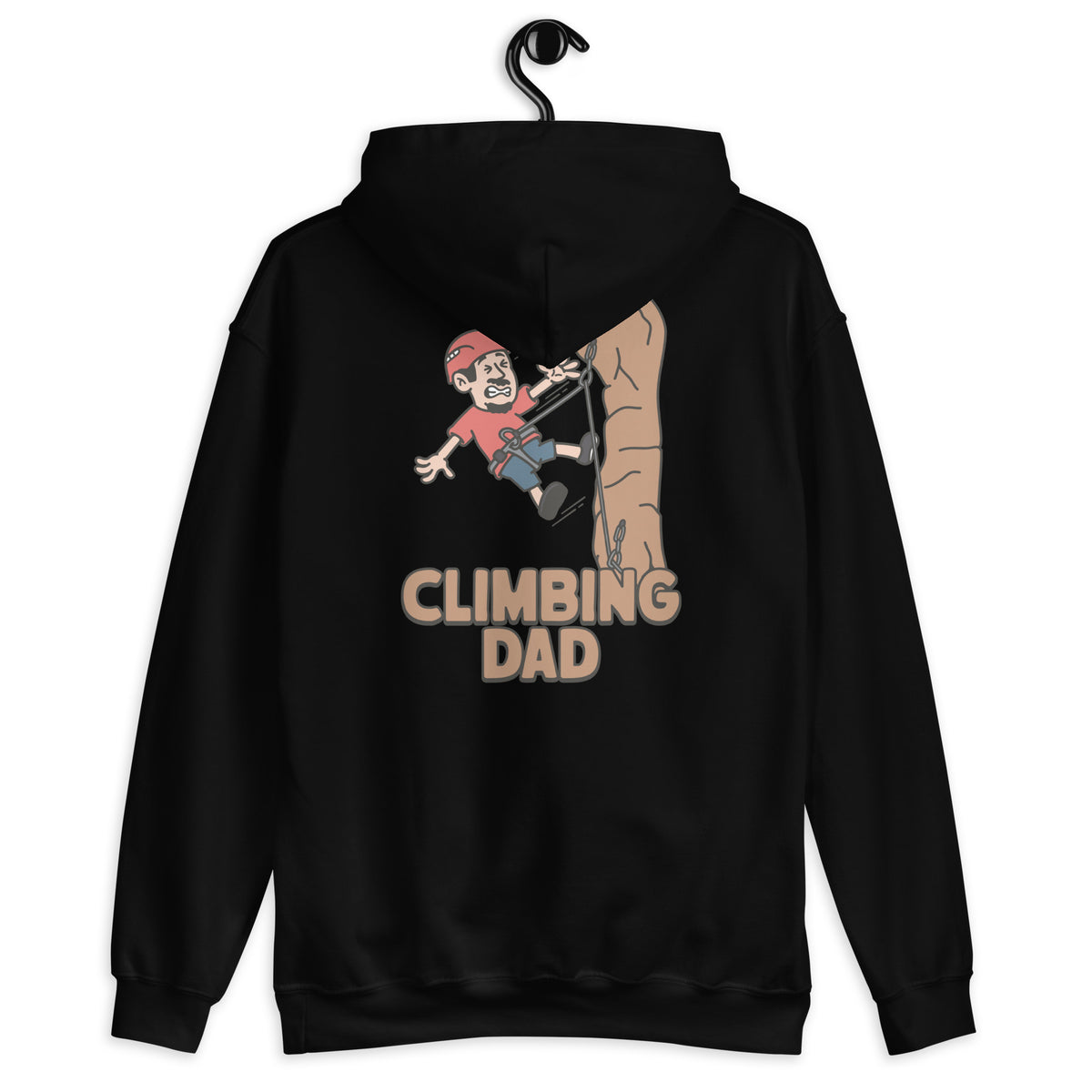 Climbing Black Hair Light Skin Tone No-Glasses Moustache & Chin Beard Dad Hoodie
