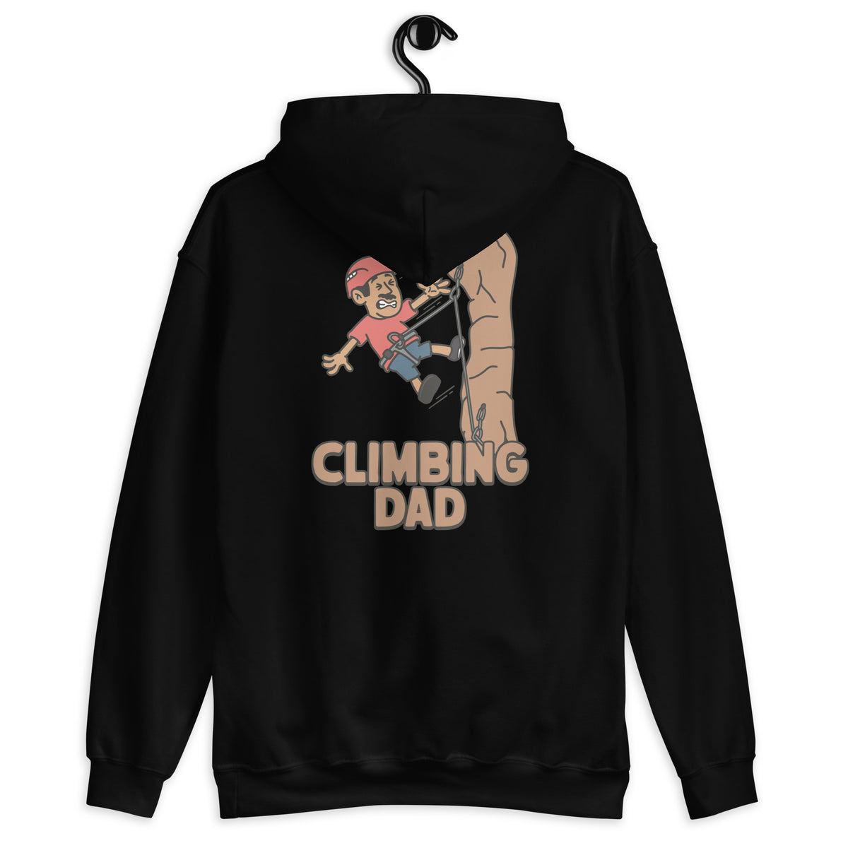 Climbing Black Hair Tan Skin Tone No-Glasses Moustache Dad Hoodie