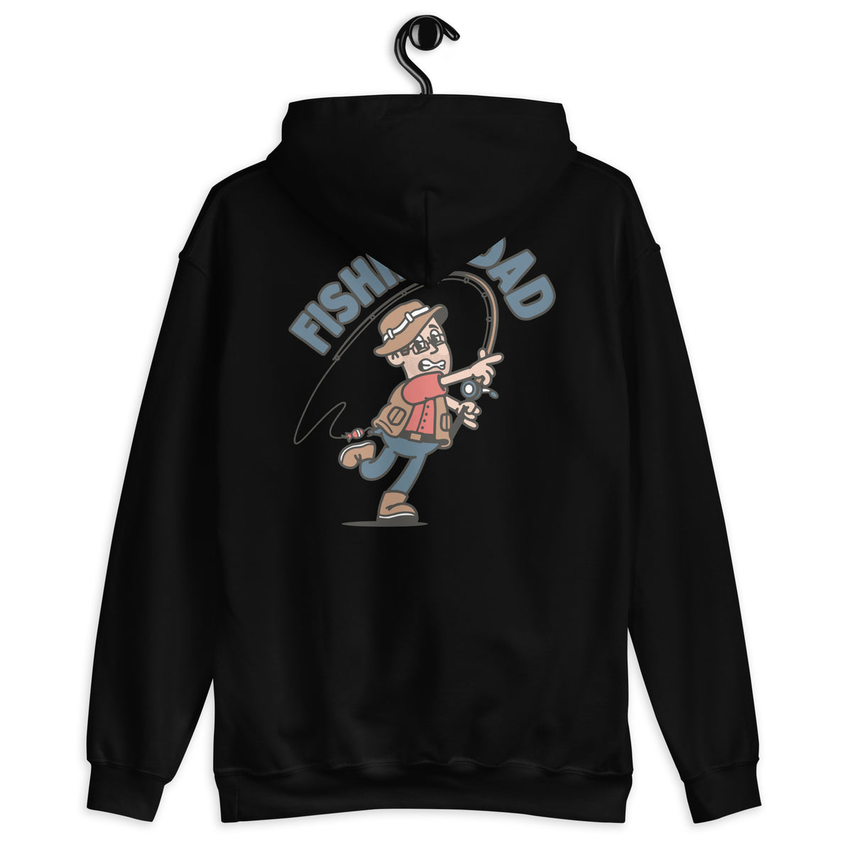Fishing Brown Hair Light Skin Tone Glasses Stubble Dad Hoodie