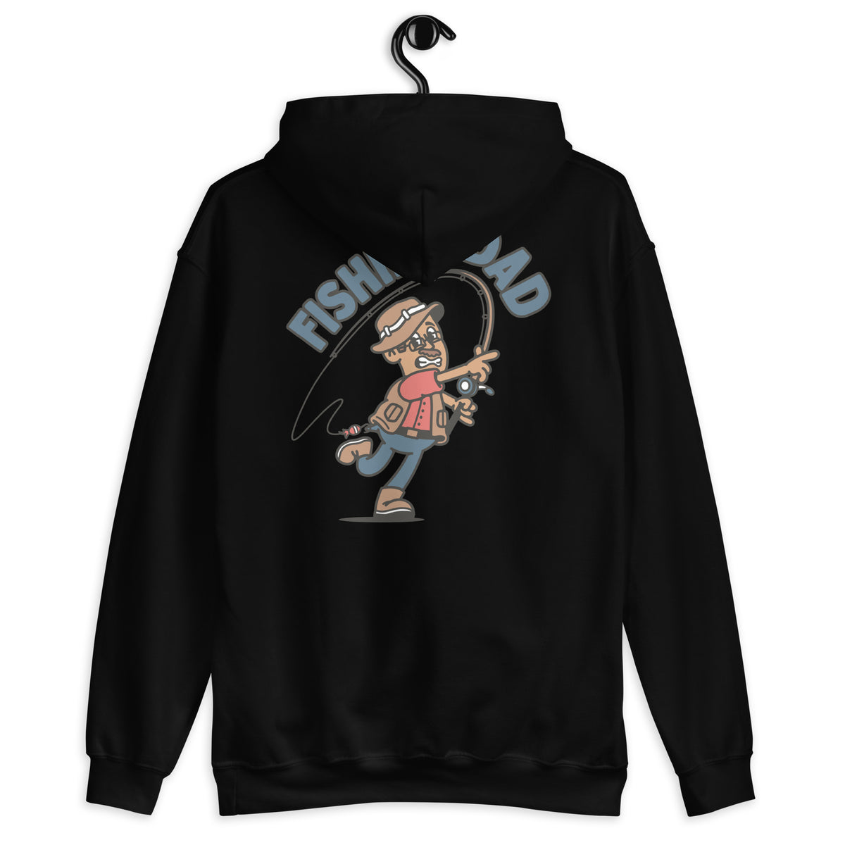 Fishing Brown Hair Tan Skin Tone Glasses Moustache Dad Hoodie
