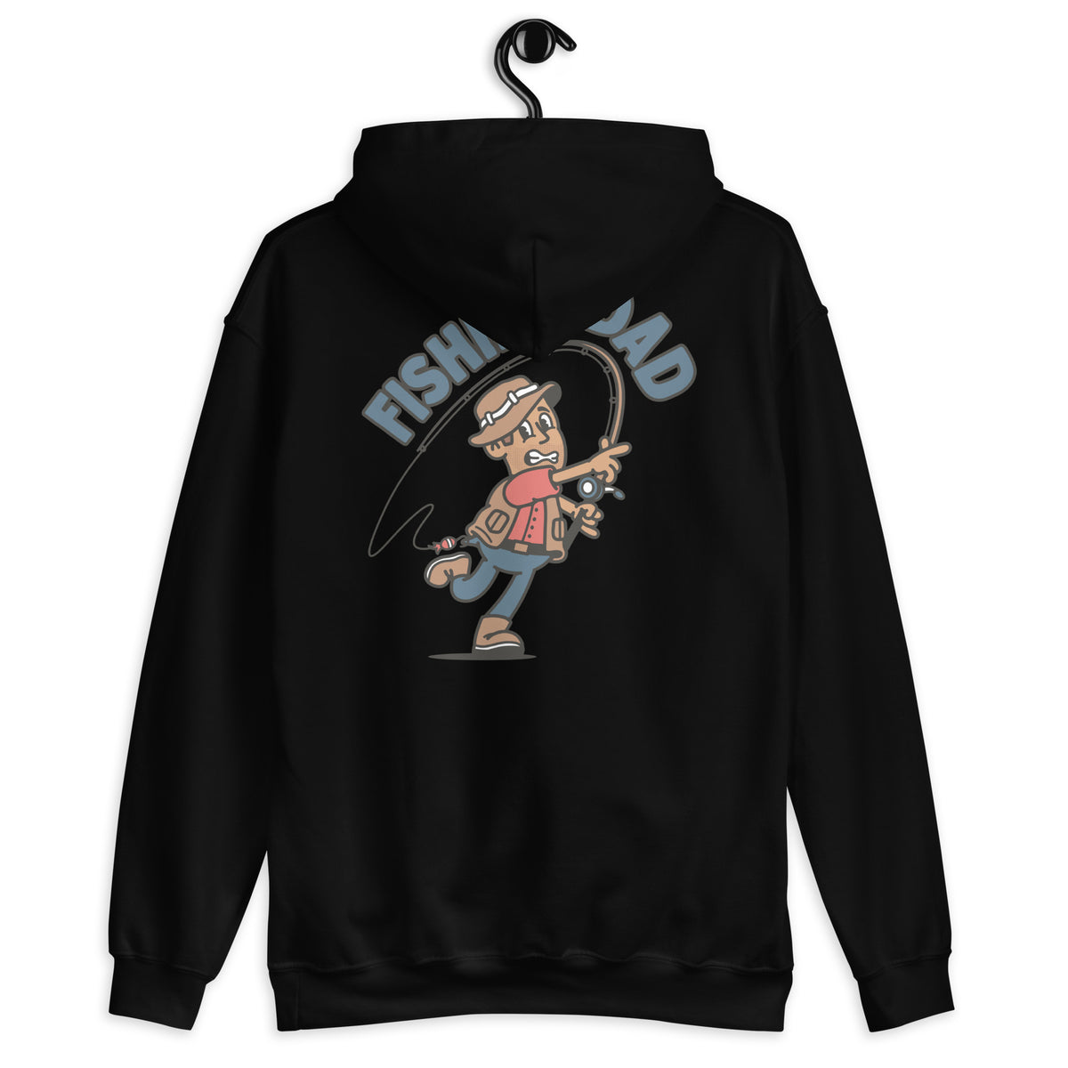 Fishing Brown Hair Tan Skin Tone No-Glasses Stubble Dad Hoodie