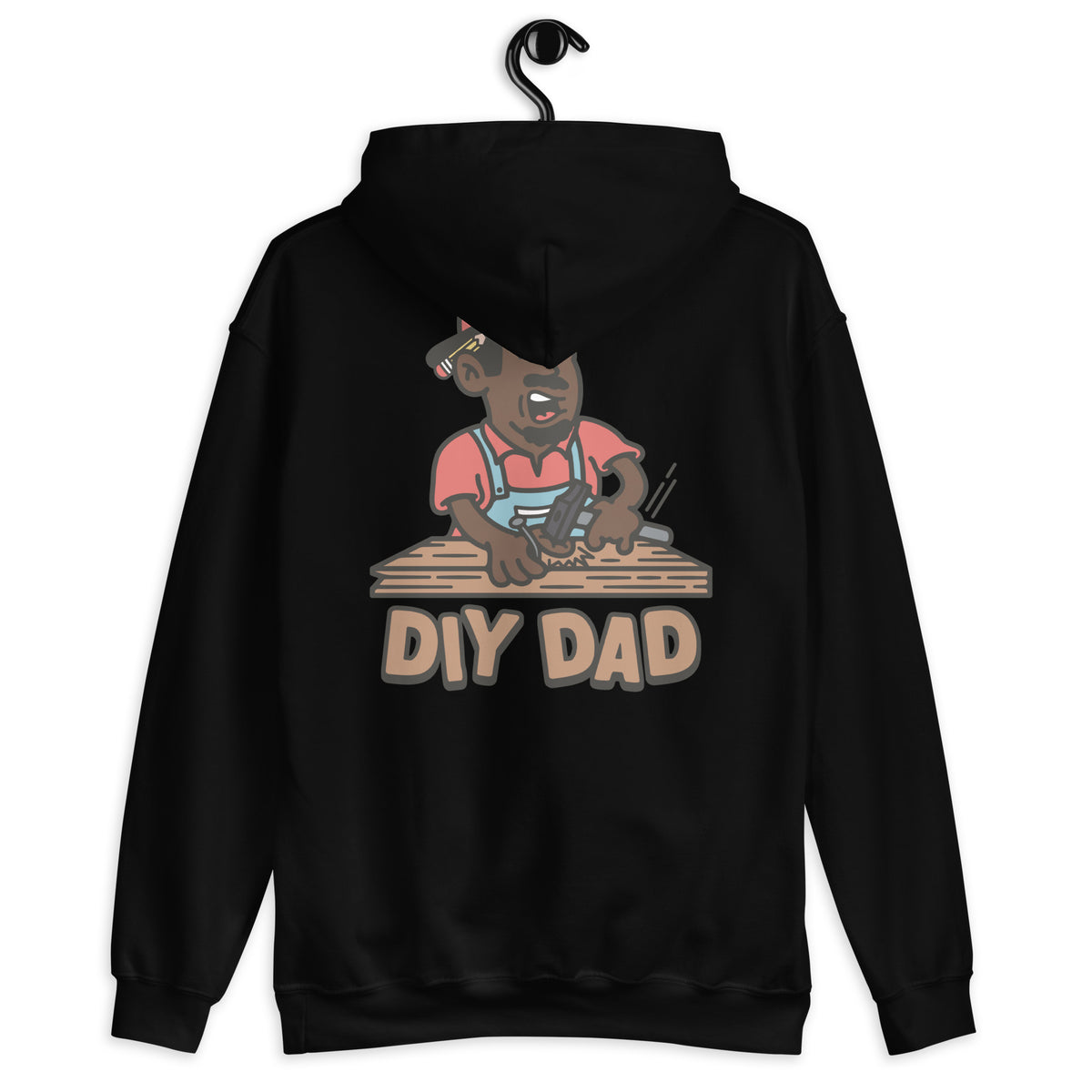 DIY Black Hair Dark Skin Tone No-Glasses Moustache & Chin Beard Dad Hoodie