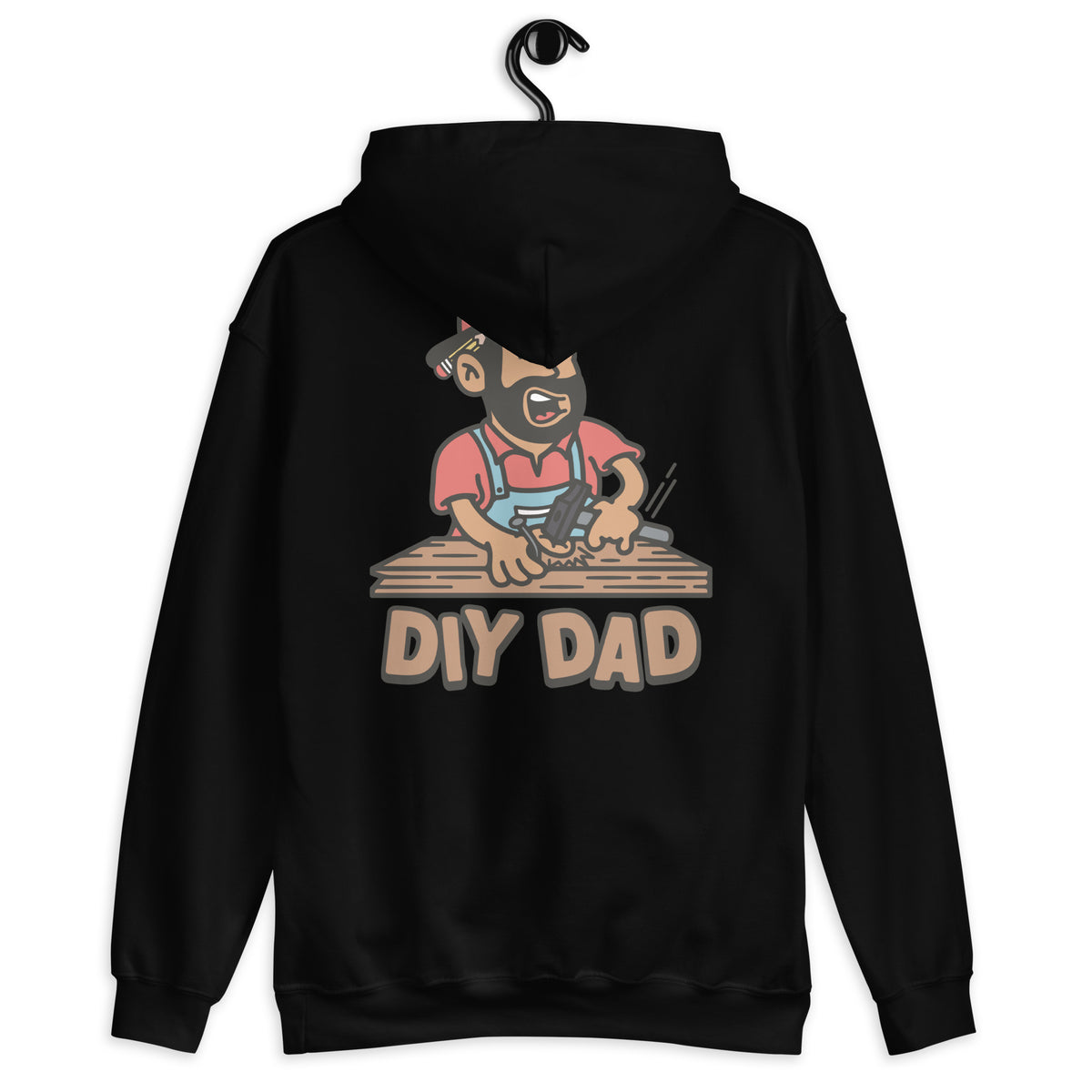 DIY Black Hair Tan Skin Tone No-Glasses Beard Dad Hoodie