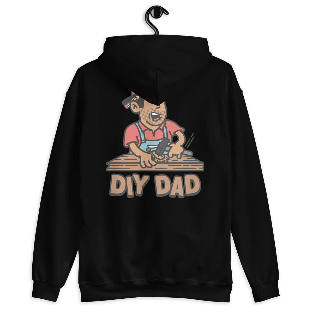 DIY Black Hair Tan Skin Tone No-Glasses Stubble Dad Hoodie