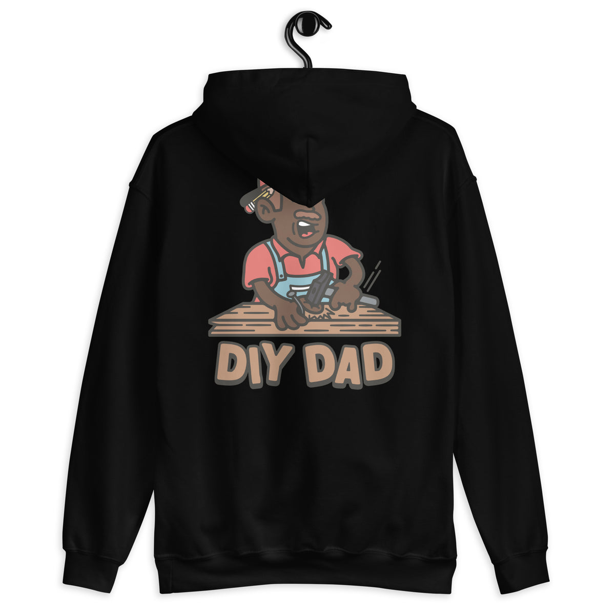 DIY Brown Hair Dark Skin Tone No-Glasses Moustache Dad Hoodie