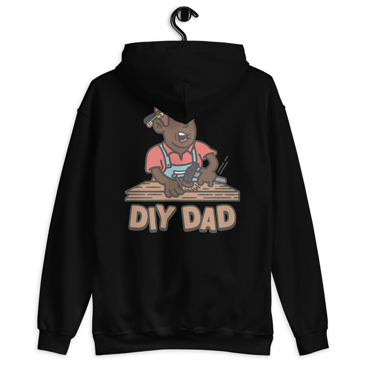 DIY Brown Hair Dark Skin Tone No-Glasses Stubble Dad Hoodie