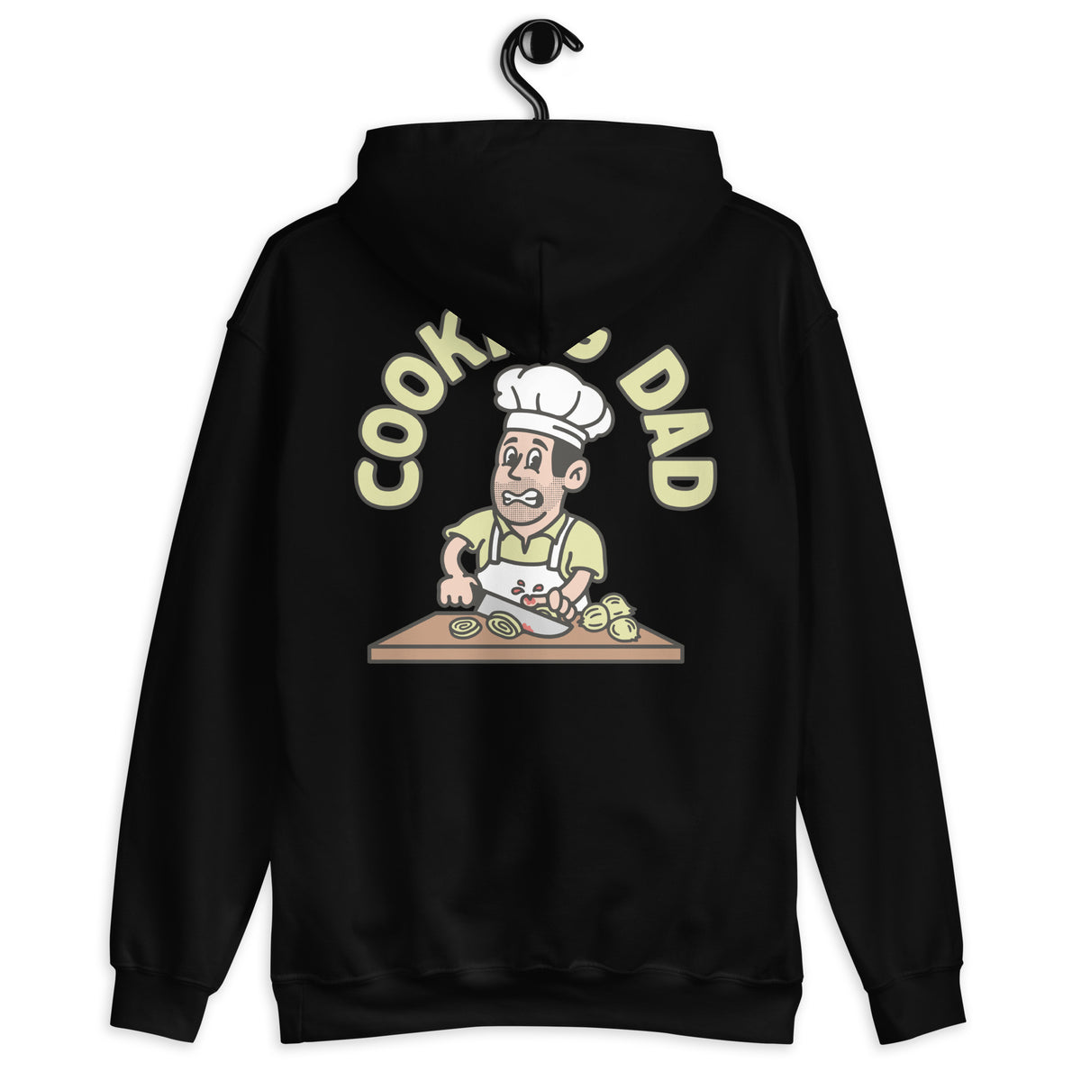 Cooking Black Hair Light Skin Tone No-Glasses Stubble Dad Hoodie