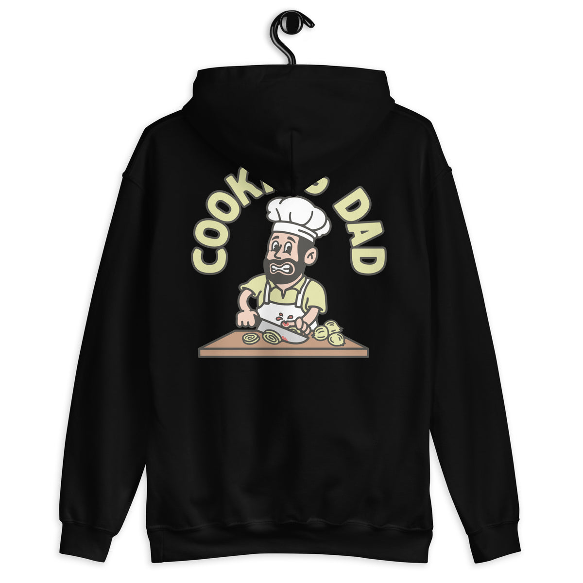 Cooking Black Hair Light Skin Tone No-Glasses Beard Dad Hoodie