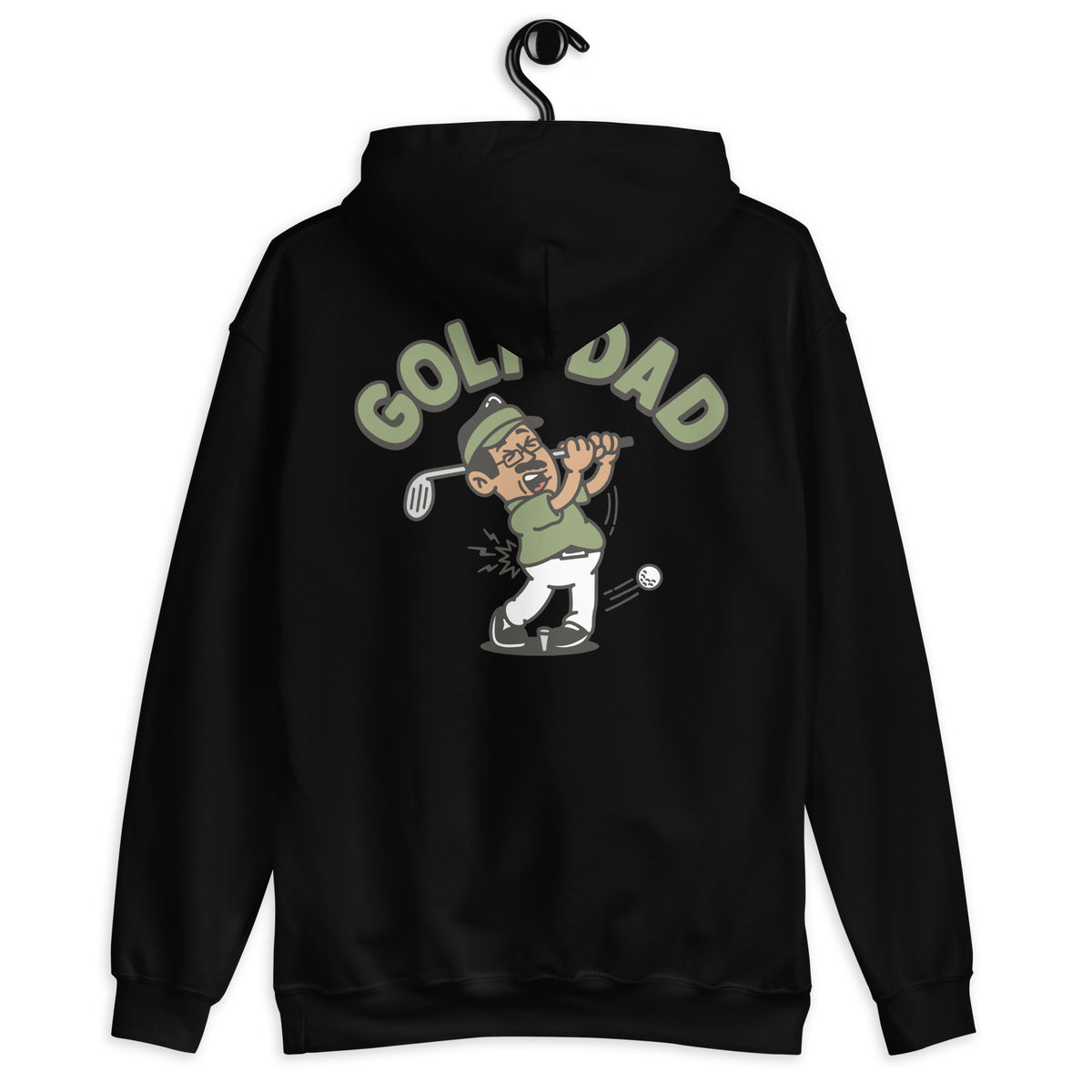 Golf Black Hair Tan Skin Tone Glasses Moustache Dad Hoodie