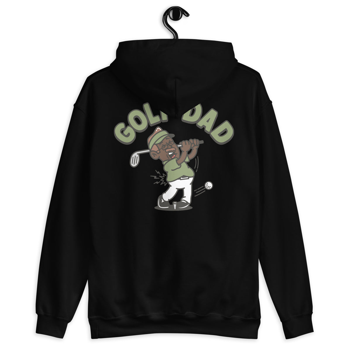 Golf Brown Hair Dark Skin Tone Glasses Moustache Dad Hoodie