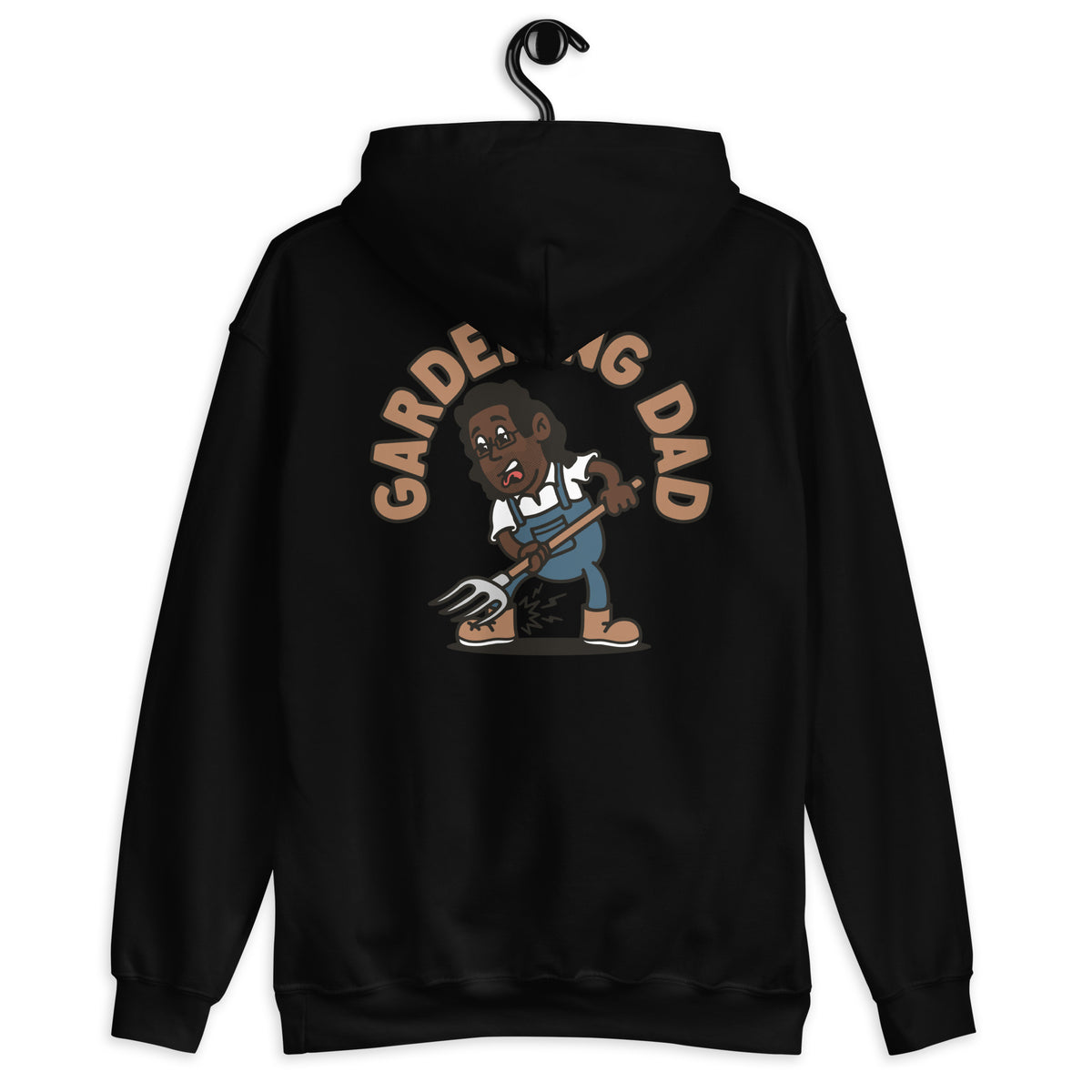 Gardening Black Hair Dark Skin Tone Glasses Long Stubble Dad Hoodie