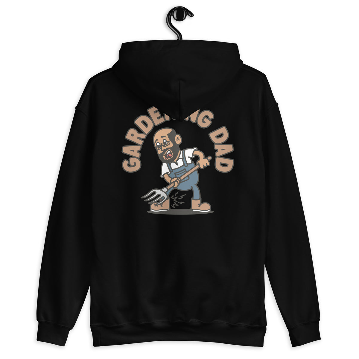 Gardening Black Hair Tan Skin Tone Glasses Bald Beard Dad Hoodie