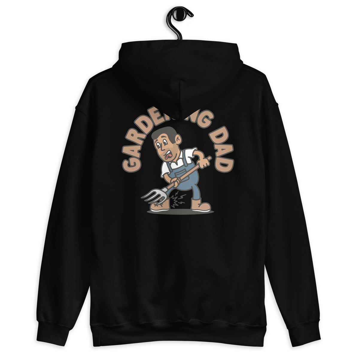 Gardening Black Hair Tan Skin Tone No-Glasses Short Stubble Dad Hoodie