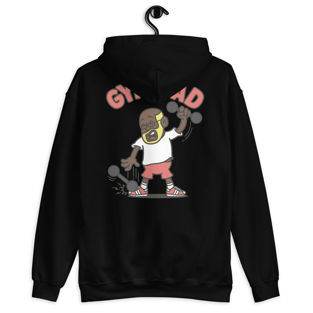 Gym Blond Hair Dark Skin Tone Glasses Bald Beard Dad Hoodie
