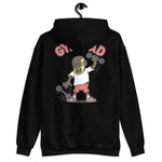 Gym Blond Hair Dark Skin Tone Glasses Bald Beard Dad Hoodie