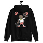 Gym Blond Hair Dark Skin Tone Glasses Bald Moustache & Chin Beard Dad Hoodie