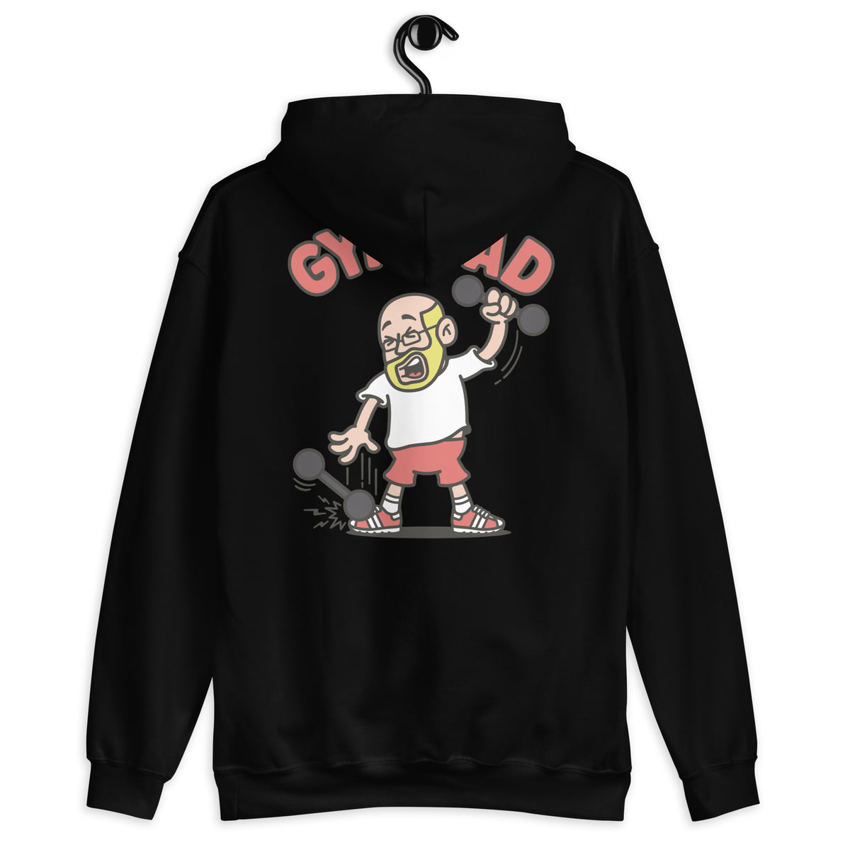 Gym Blond Hair Light Skin Tone Glasses Bald Beard Dad Hoodie
