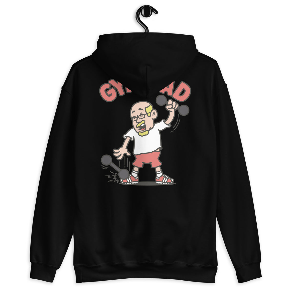 Gym Blond Hair Light Skin Tone Glasses Bald Moustache & Chin Beard Dad Hoodie