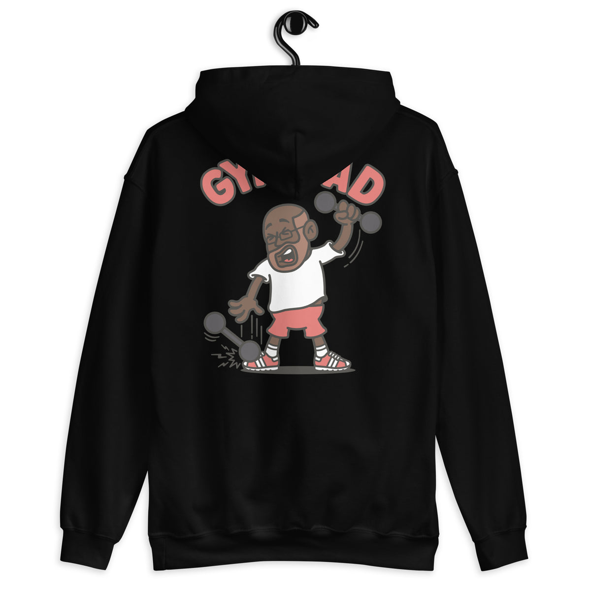 Gym Brown Hair Dark Skin Tone Glasses Bald Beard Dad Hoodie