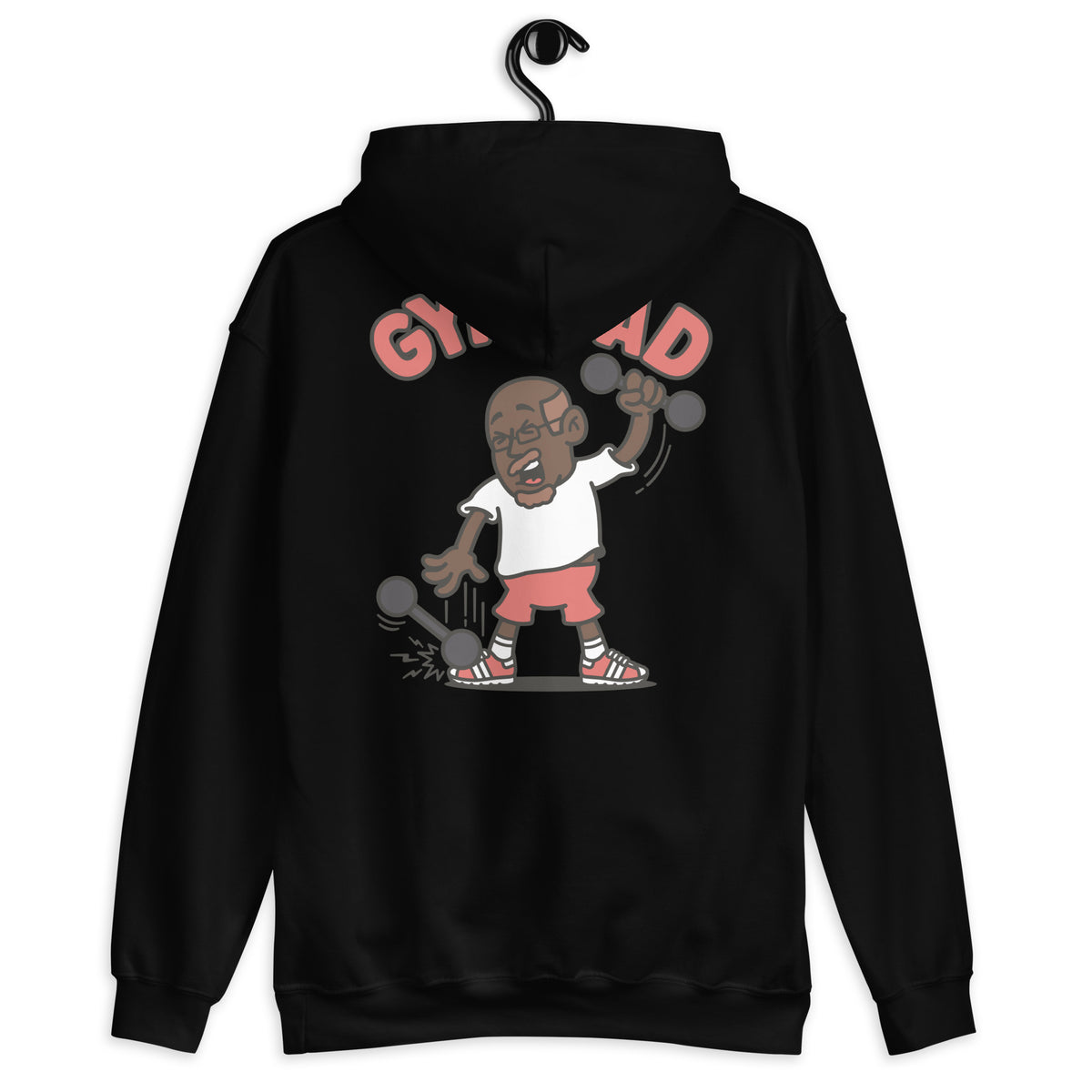 Gym Brown Hair Dark Skin Tone Glasses Bald Moustache & Chin Beard Dad Hoodie