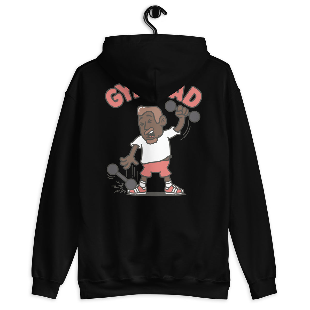 Gym Brown Hair Dark Skin Tone No-Glasses Medium Moustache & Chin Beard Dad Hoodie