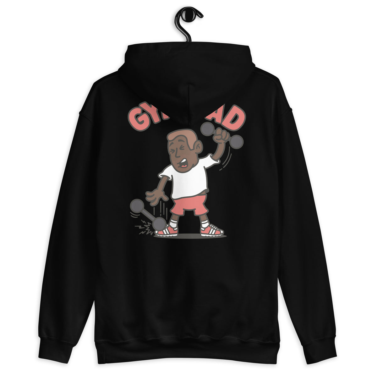 Gym Brown Hair Dark Skin Tone No-Glasses Short Stubble Dad Hoodie