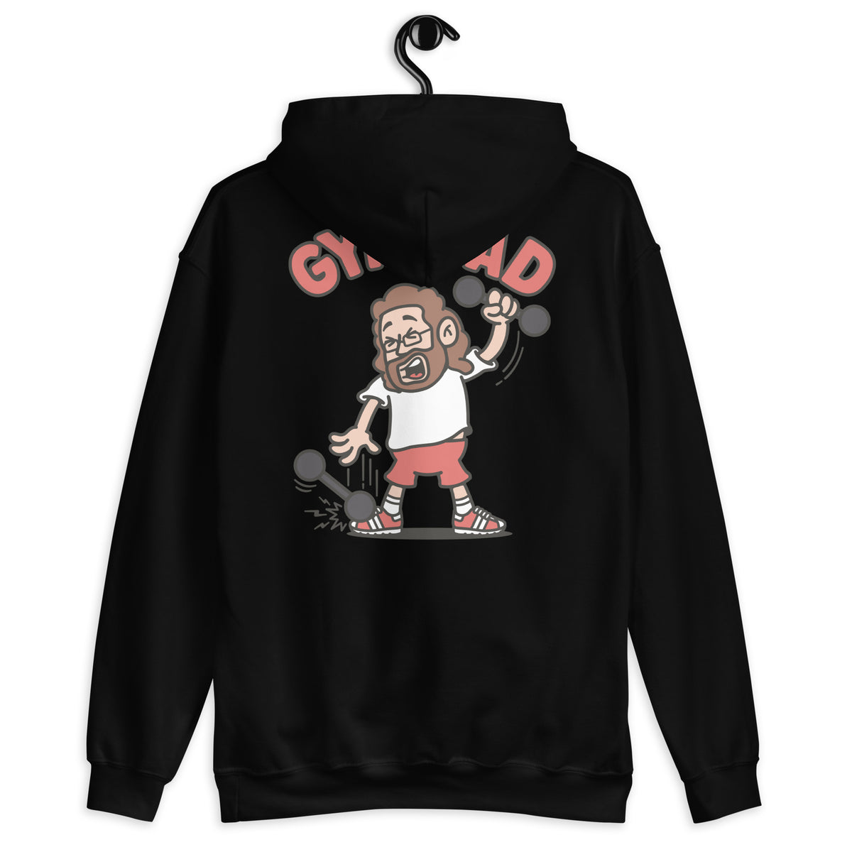 Gym Brown Hair Light Skin Tone Glasses Long Beard Dad Hoodie