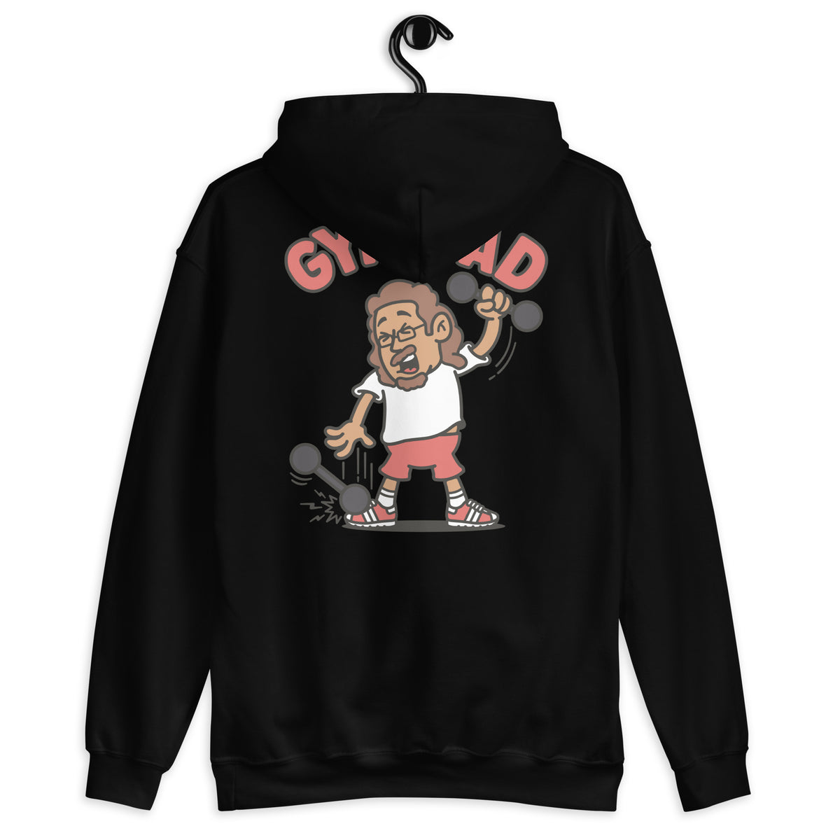 Gym Brown Hair Tan Skin Tone Glasses Long Moustache & Chin Beard Dad Hoodie