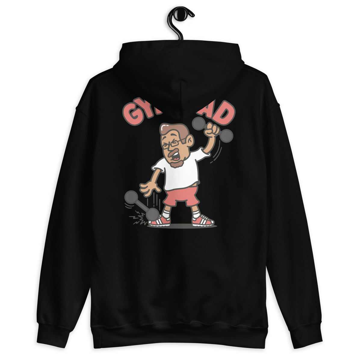 Gym Brown Hair Tan Skin Tone Glasses Medium Moustache & Chin Beard Dad Hoodie