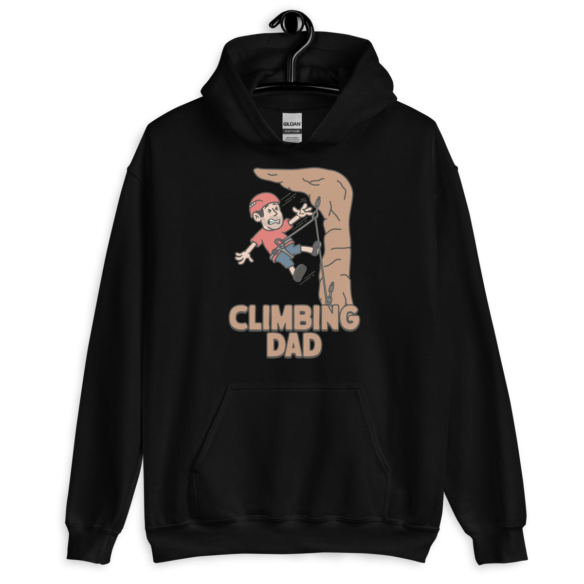Climbing Black Hair Light Skin Tone No-Glasses Stubble Dad Hoodie