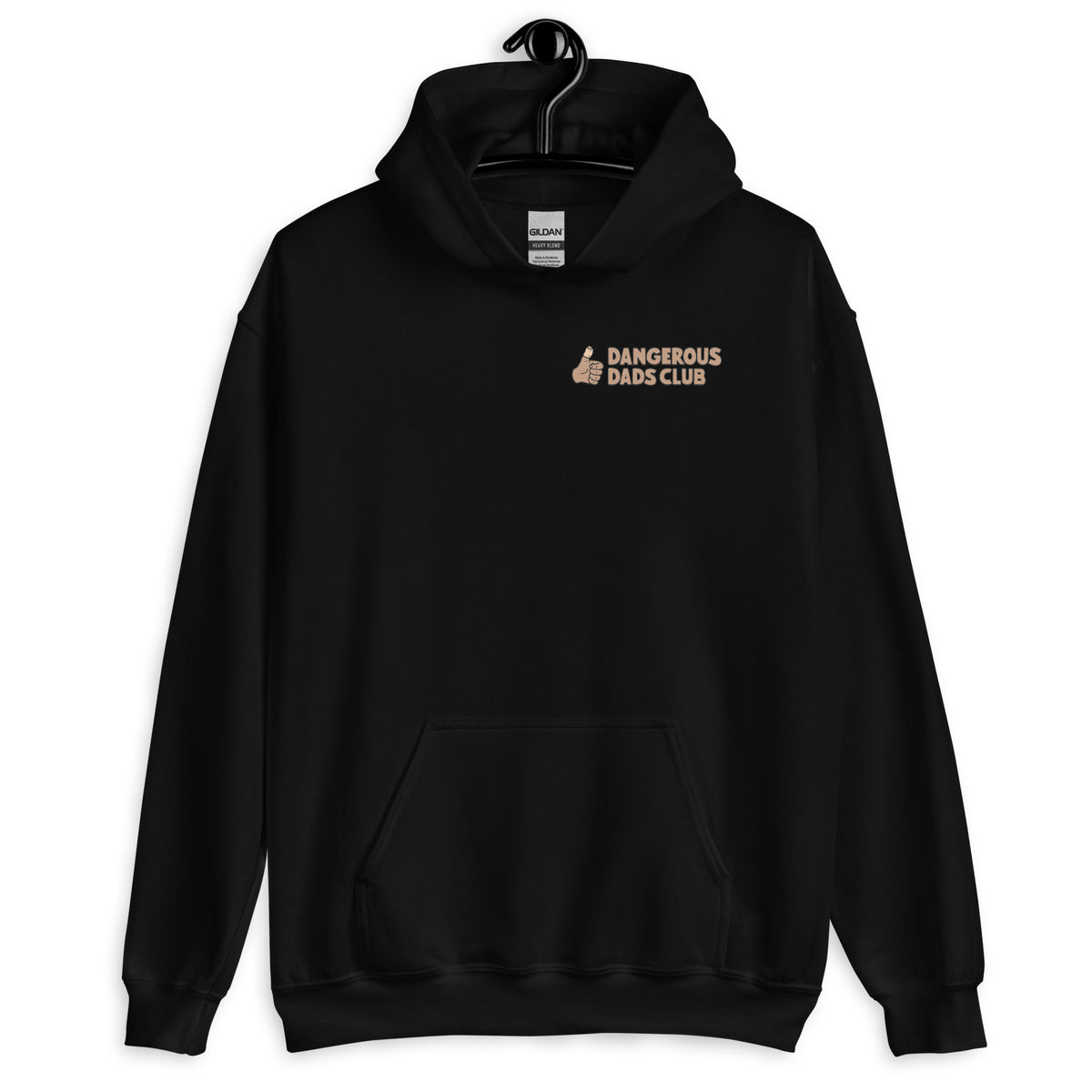 Climbing Black Hair Tan Skin Tone Glasses Moustache & Chin Beard Dad Hoodie