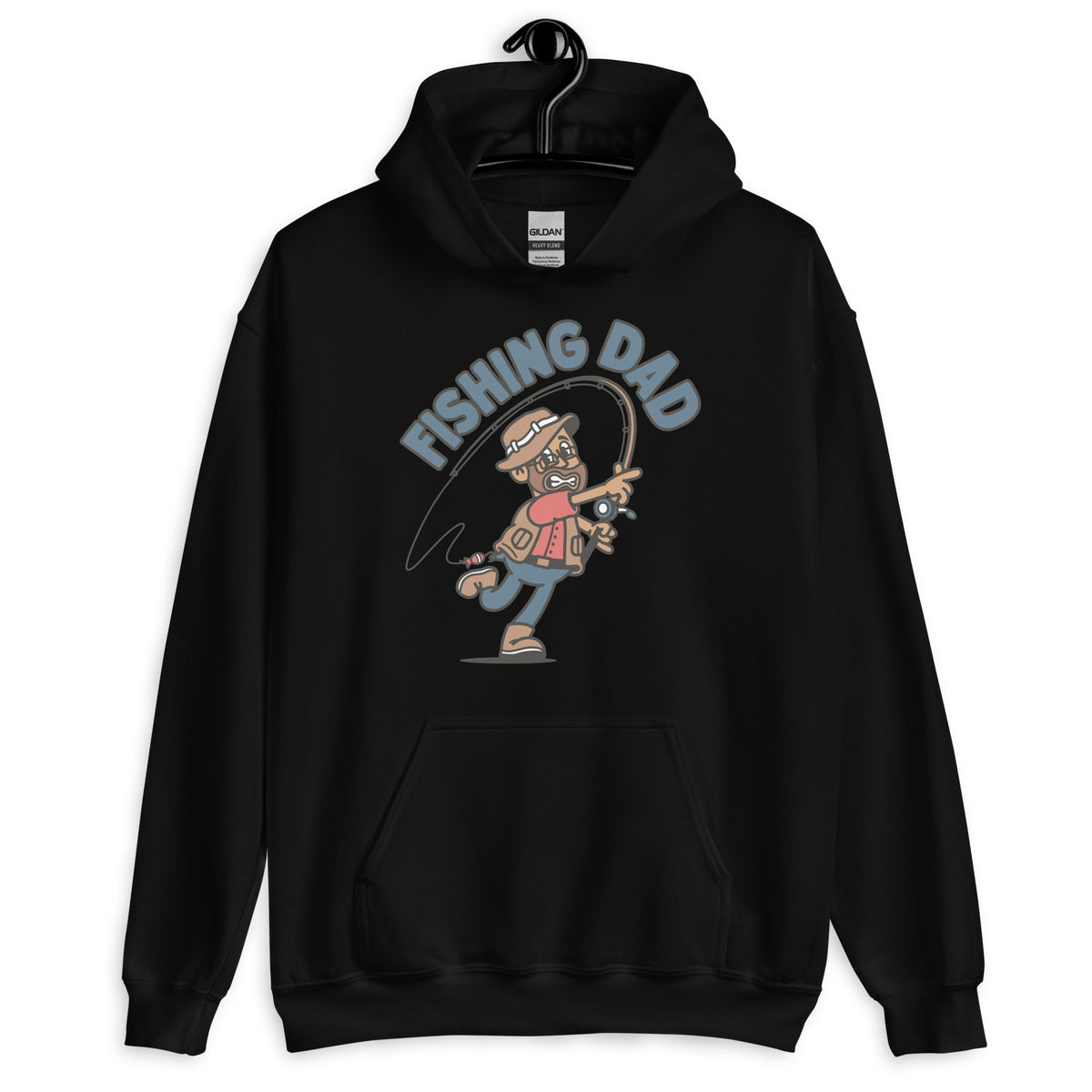 Fishing Brown Hair Tan Skin Tone Glasses Beard Dad Hoodie