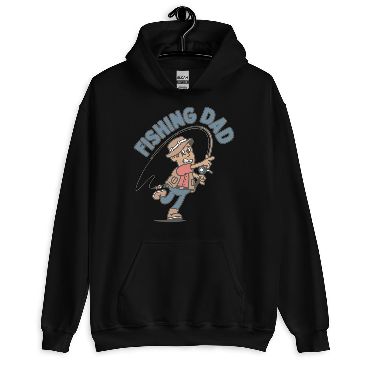 Fishing Brown Hair Tan Skin Tone No-Glasses Stubble Dad Hoodie
