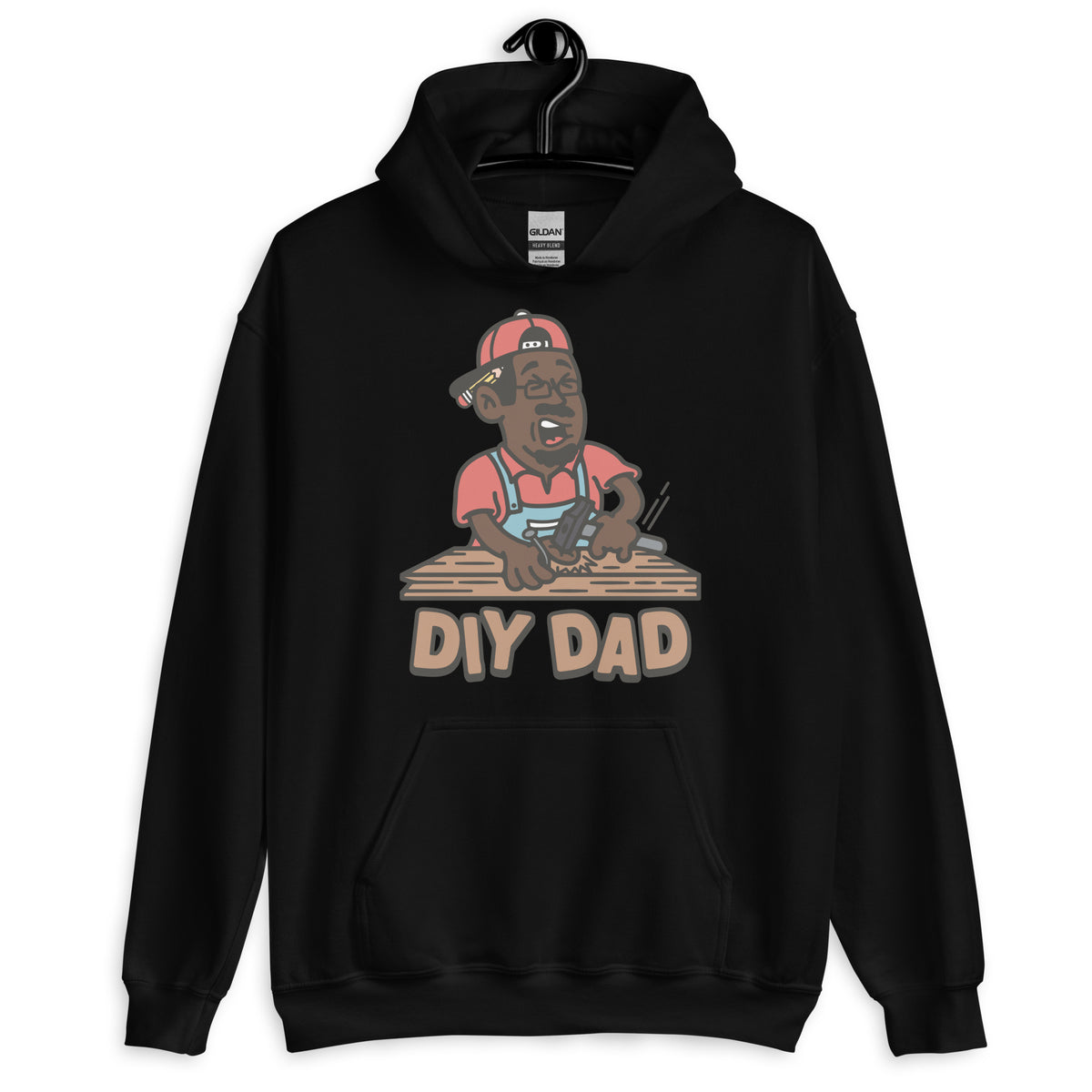 DIY Black Hair Dark Skin Tone Glasses Moustache & Chin Beard Dad Hoodie