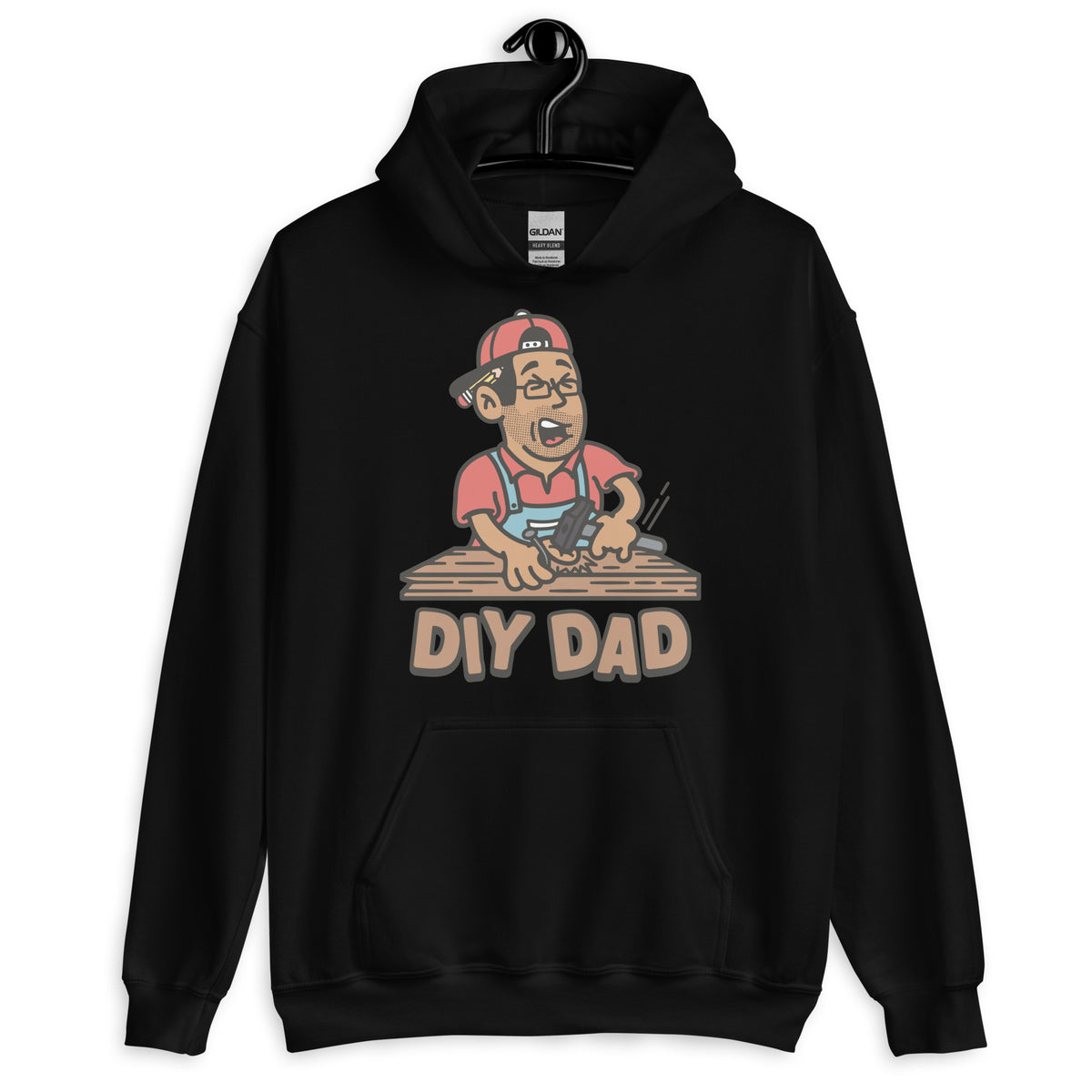 DIY Black Hair Tan Skin Tone Glasses Stubble Dad Hoodie