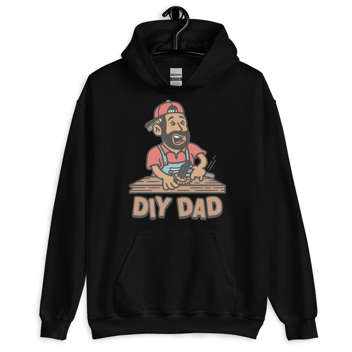 DIY Black Hair Tan Skin Tone No-Glasses Beard Dad Hoodie