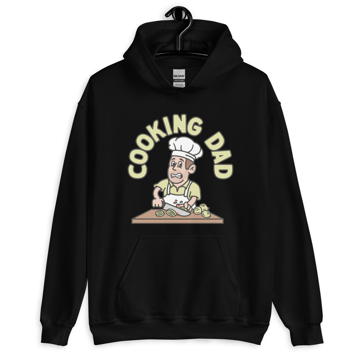 Cooking Brown Hair Light Skin Tone No-Glasses Stubble Dad Hoodie