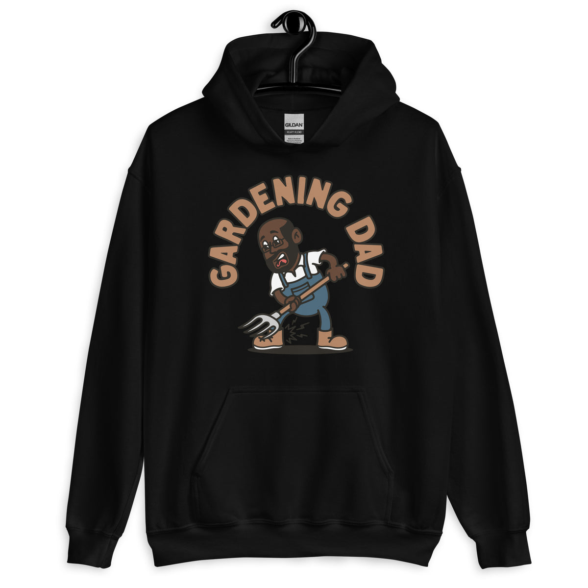 Gardening Black Hair Dark Skin Tone Glasses Bald Beard Dad Hoodie
