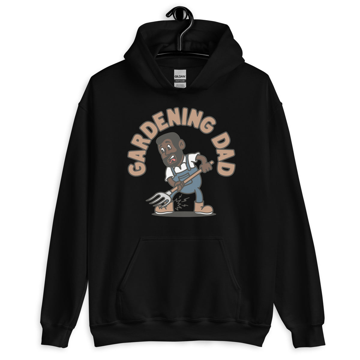 Gardening Black Hair Dark Skin Tone No-Glasses Short Beard Dad Hoodie