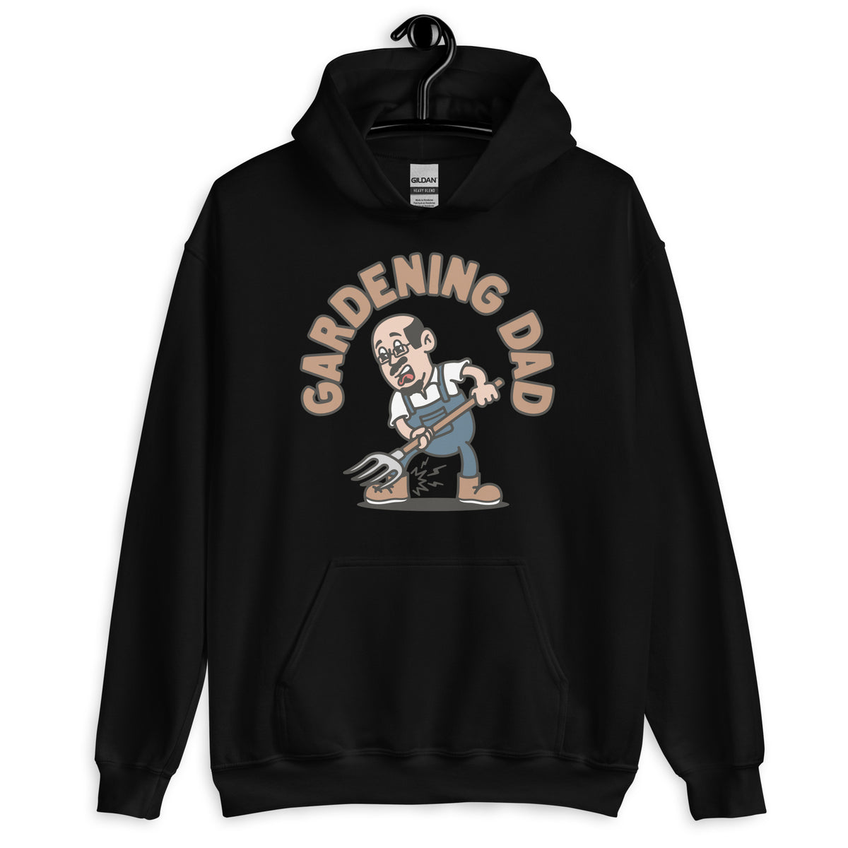 Gardening Black Hair Light Skin Tone Glasses Bald Moustache & Chin Beard Dad Hoodie