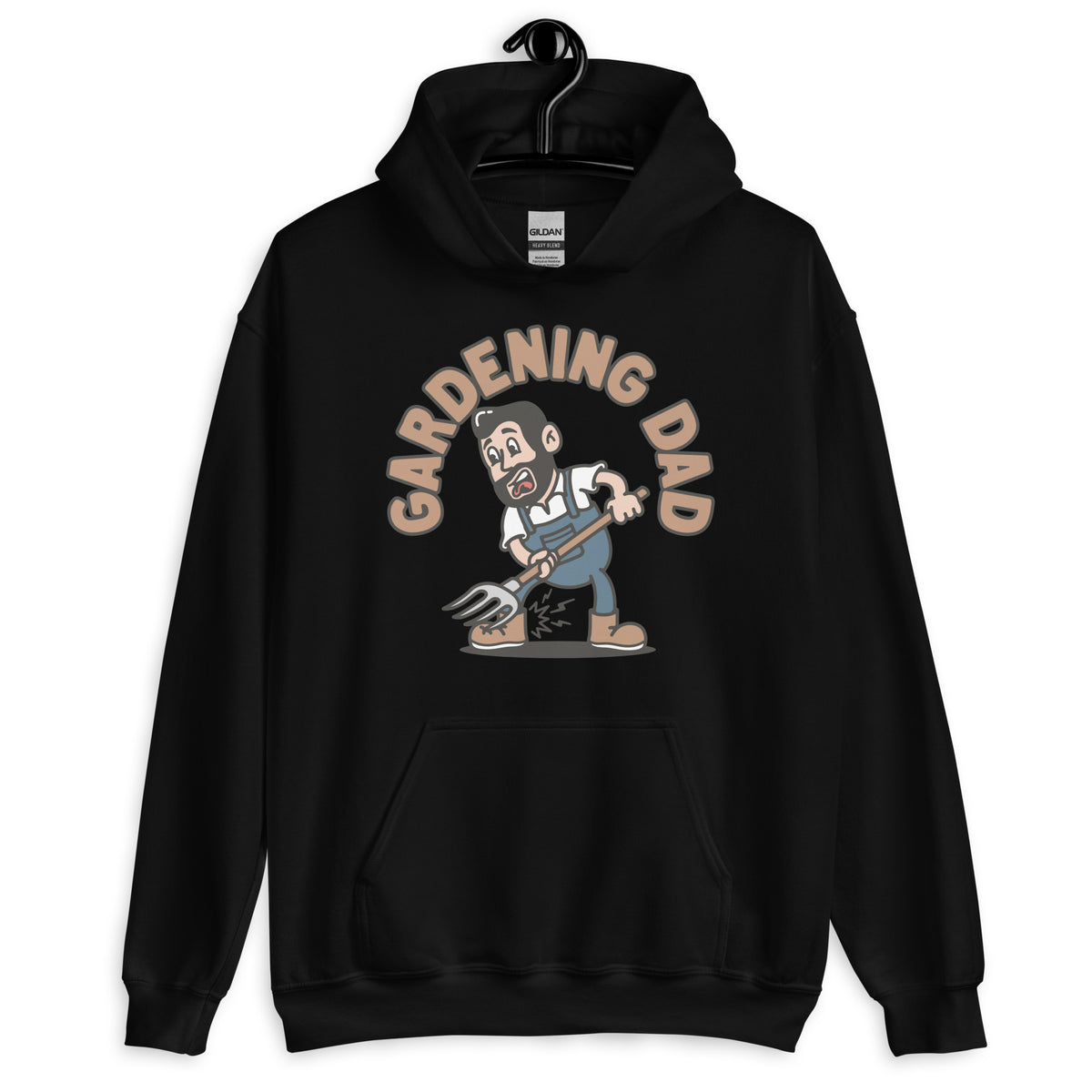 Gardening Black Hair Light Skin Tone No-Glasses Medium Beard Dad Hoodie