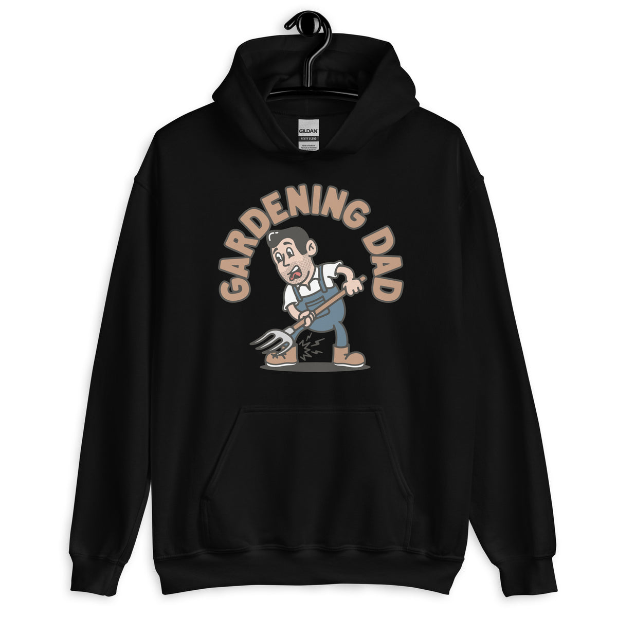 Gardening Black Hair Light Skin Tone No-Glasses Medium Stubble Dad Hoodie